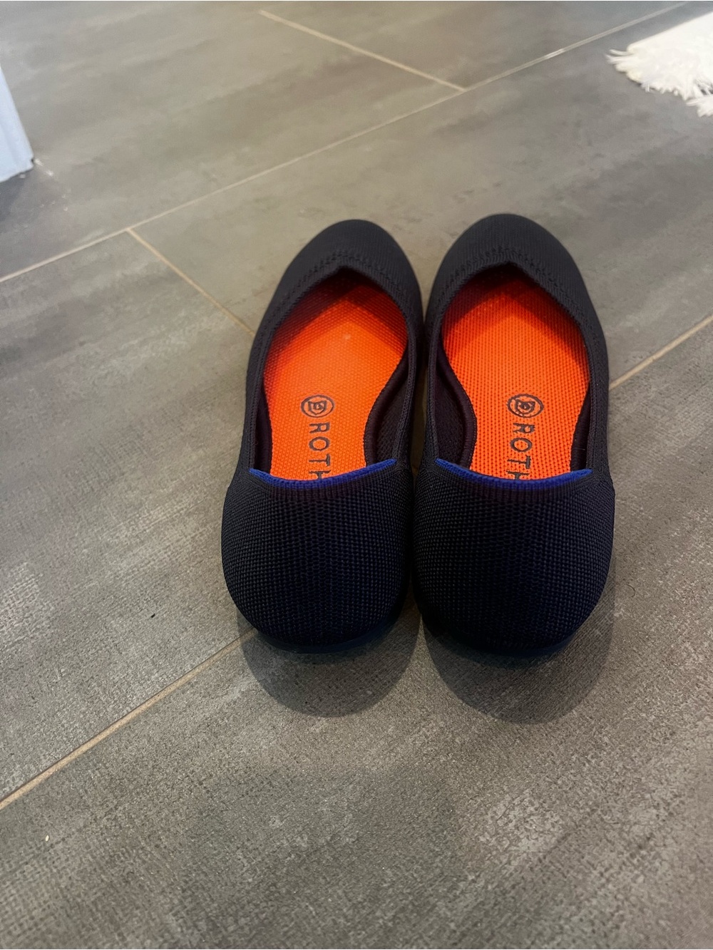 Rothy's Navy Knit Ballet Flats with Orange Insole - Picture 3 of 4